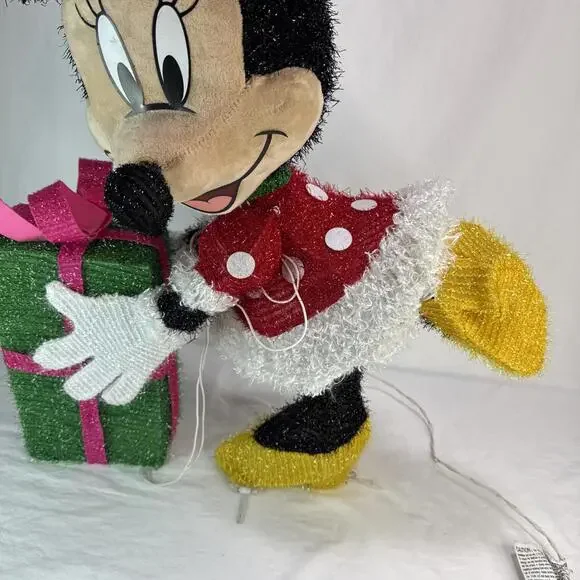 Disney Magic Holiday Minnie Mouse Lighted Tinsel Yard Sculpture Decoration